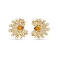 Christian Dior Vintage Gold-Tone Crystal & Amber Cabochon Earrings