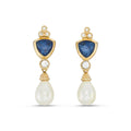 Christian Dior Vintage Blue Cabochon, Crystal & Faux Pearl Drop Earrings