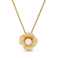 Christian Dior Vintage Gold-Tone Floral Pendant Necklace with Faux Pearl & Crystal Accents