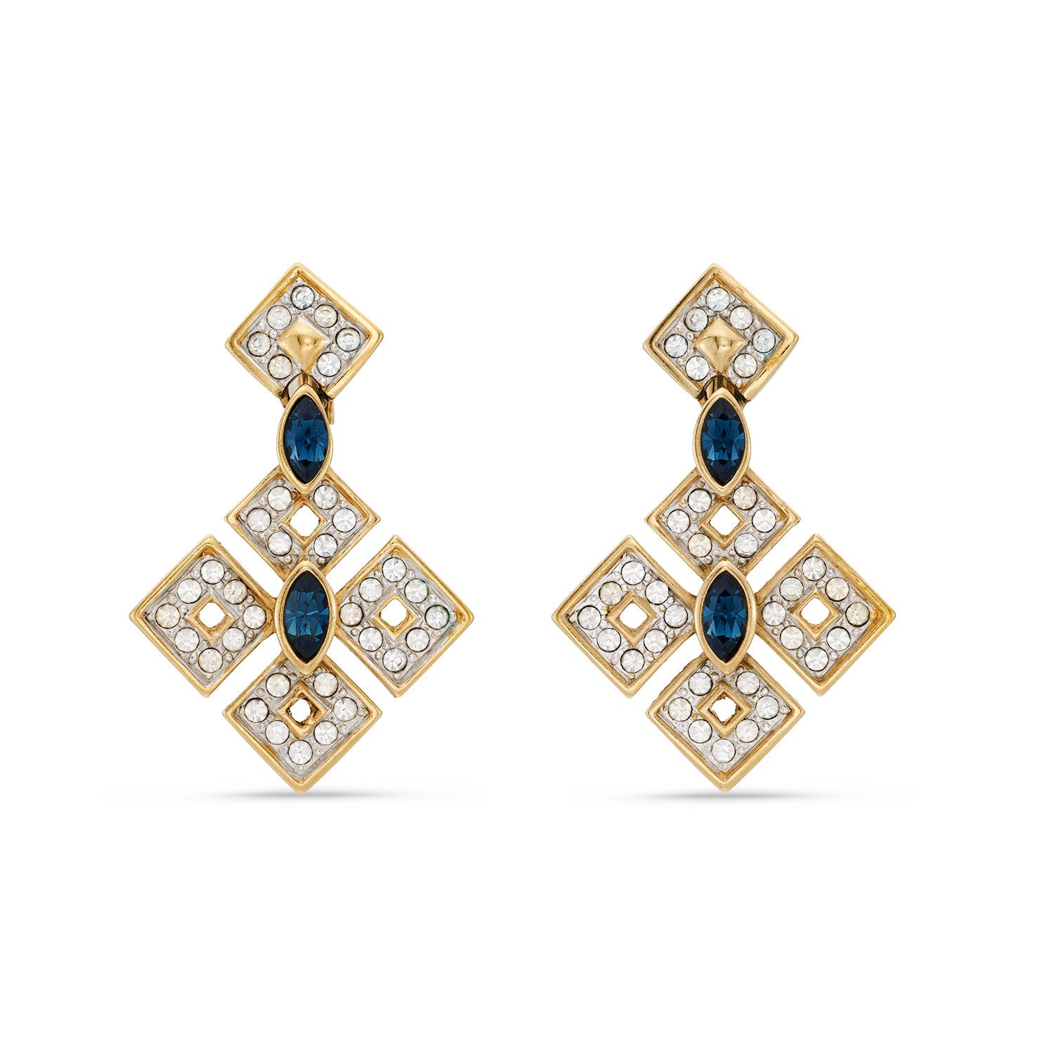 Attwood & Sawyer Sapphire Blue Crystal Geometric Drop Earrings