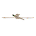 Early 20th Century 15ct Gold, Platinum, Diamond and Enamel Pheasant Bar Brooch