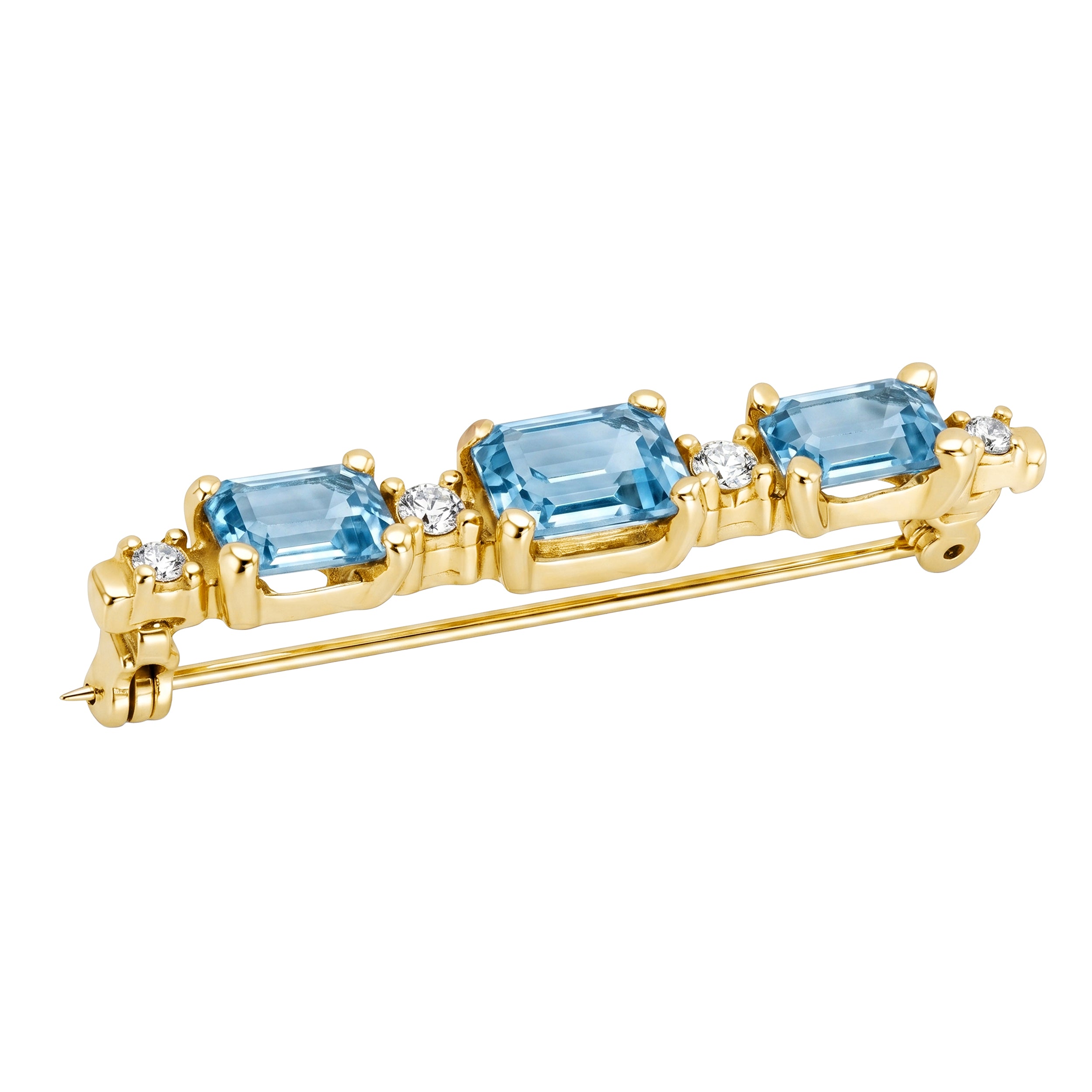 Christian Dior Vintage Gold-tone Blue Crystal Brooch